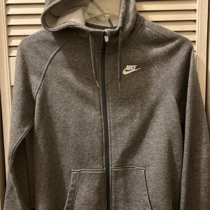 Nike zip up light gray hoodie Sweatshirt.